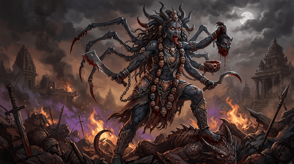 Kali depicted as a demon