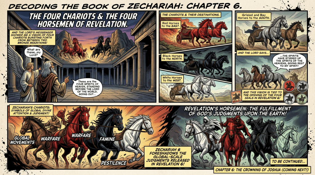 Decoding The Book of Zechariah. Chapter 6: The Four Chariots & The Four Horsemen Of Revelation