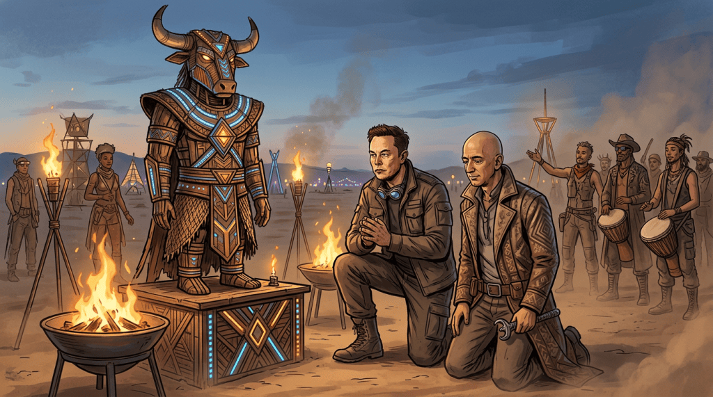 Elon Musk and Jeff Bezos at Burning Man